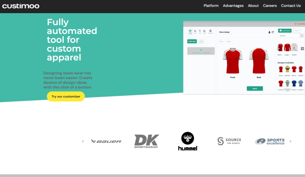 Sportswear customization platform case study - Custimoo